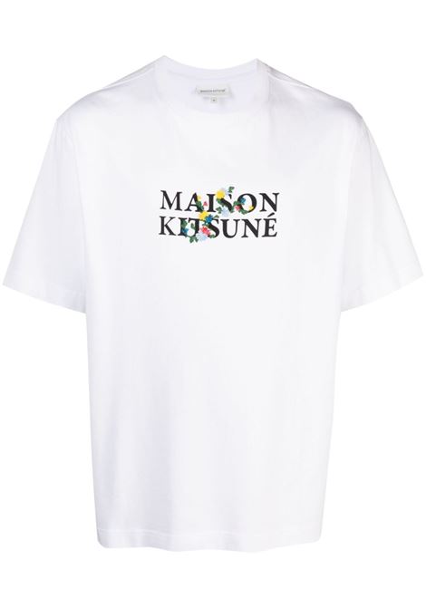 White logo-print T-shirt - men MAISON KITSUNÉ | LM00115KJ0119P100