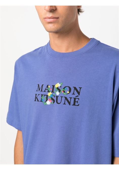 Purple logo-print T-shirt - men MAISON KITSUNÉ | LM00115KJ0119P525