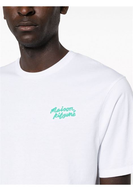 White logo-embroidered T-shirt - men MAISON KITSUNÉ | LM00125KJ0008P100