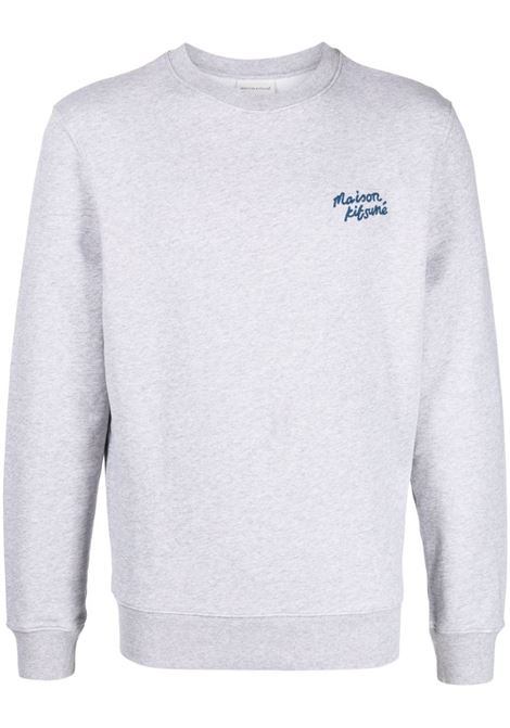 Grey logo-embroidered m?lange-effect sweatshirt - men MAISON KITSUNÉ | LM00313KM0001H120