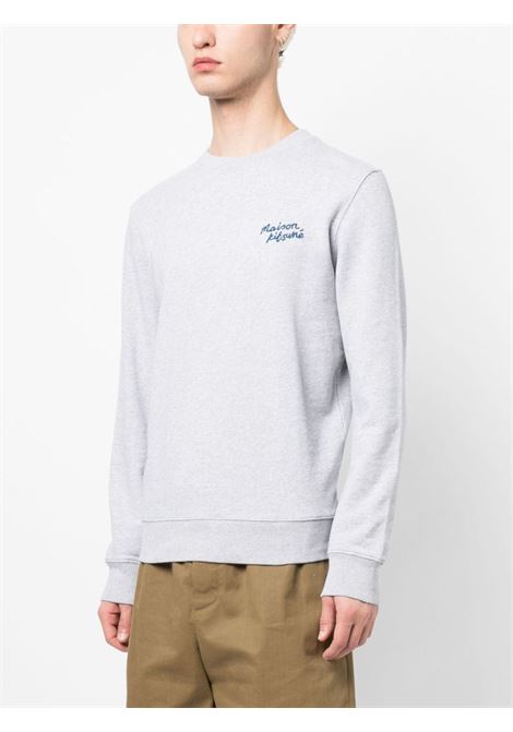 Grey logo-embroidered m?lange-effect sweatshirt - men MAISON KITSUNÉ | LM00313KM0001H120