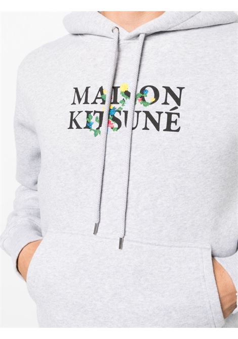 Grey logo-print drawstring sweatshirt - men MAISON KITSUNÉ | LM00708KM0307H120