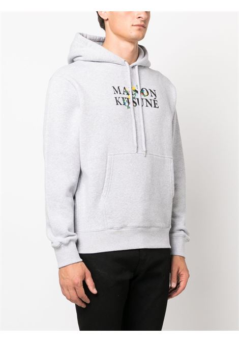 Grey logo-print drawstring sweatshirt - men MAISON KITSUNÉ | LM00708KM0307H120