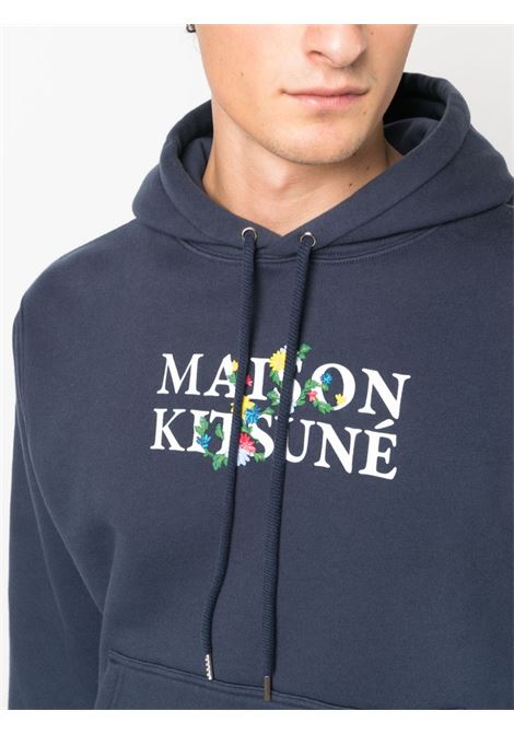 Felpa con stampa logo in blu - uomo MAISON KITSUNÉ | LM00708KM0307P476