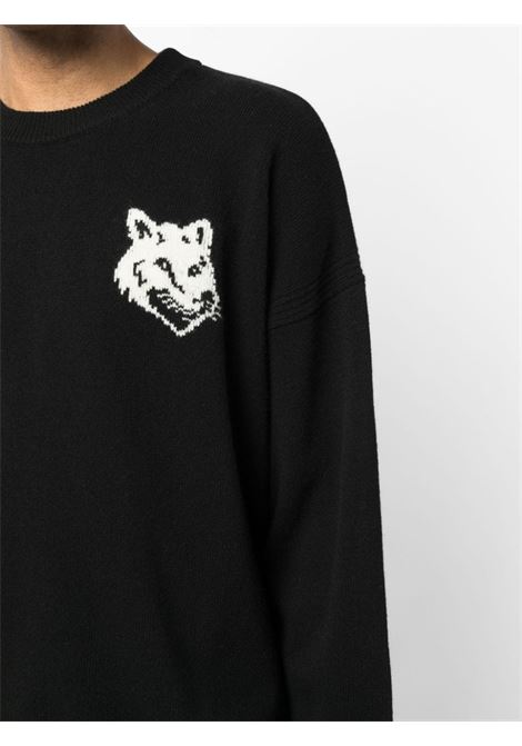 Black intarsia-knit fox jumper - men MAISON KITSUNÉ | LM00819KT1063P199