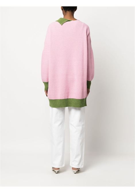 Pink and green asymmetric raw-edge ribbed jumper - women MARNI | ABMD0111Q1UFH440MXC18
