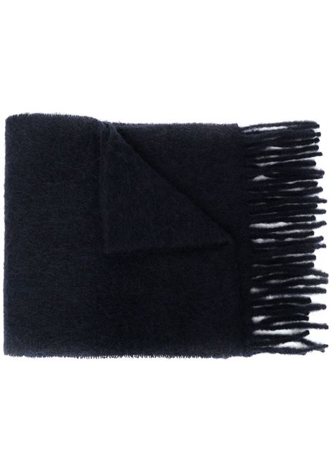 Blue and black logo-patch fringed scarf - men MARNI | ASZC0005A0UTW91800B99