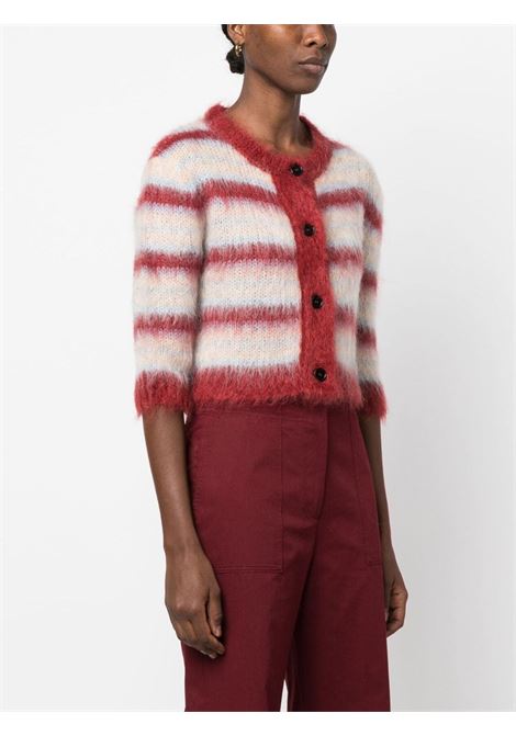 Red and white striped button-up cardigan - women MARNI | CDMD0299Q1UFU107RGW31