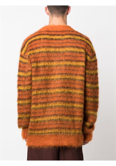 Orange striped V-neck cardigan - men MARNI | CDMG0051Q0UFU107RGR20
