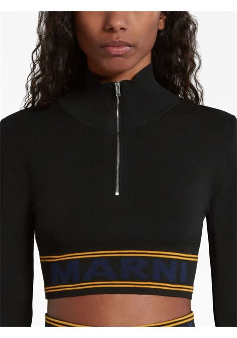 Black logo intarsia-knit cropped jumper - women MARNI | DVMD0157Q0UFV21800N99