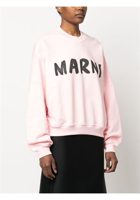 Pink logo-print sweatshirt - women MARNI | FLJE0185P2USCU88LOC13