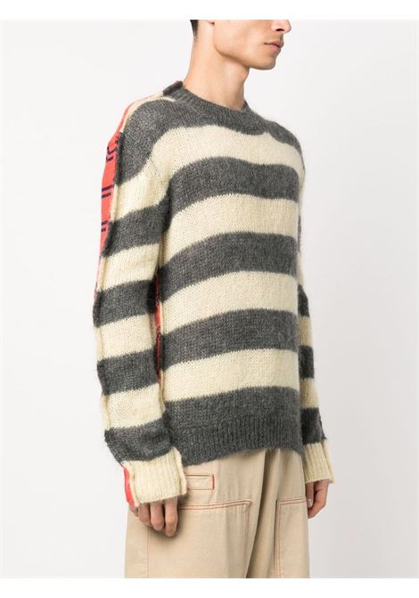  White, grey and orange stripe-print knit jumper - men MARNI | GCMG0204Q0UFU185MXN38