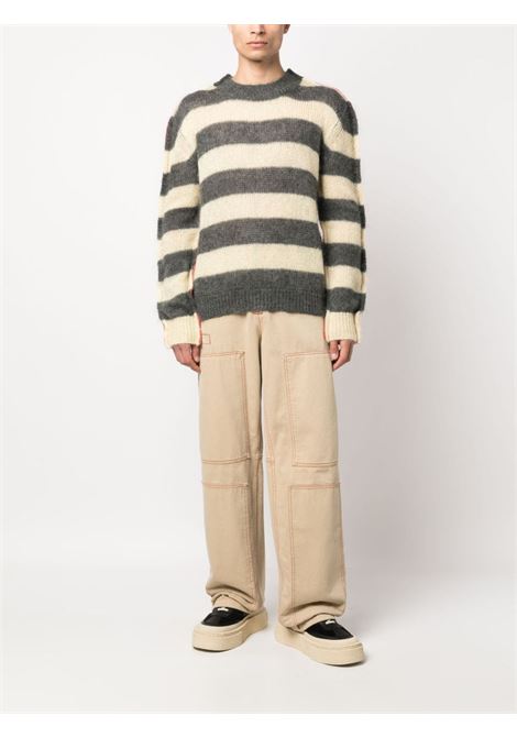  White, grey and orange stripe-print knit jumper - men MARNI | GCMG0204Q0UFU185MXN38