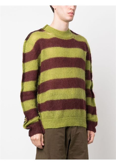  Green and brown stripped round-neck jumper - men MARNI | GCMG0204Q0UFU185MXV37