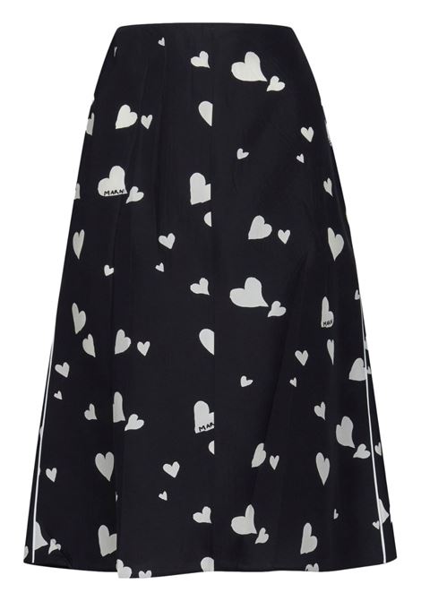 Black heart-print high-waisted skirt - women MARNI | GOMA0580I0UTSG03BHN99