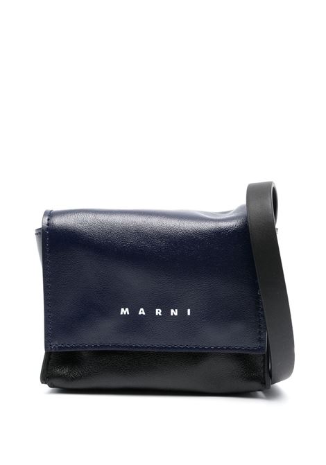 Blue logo-print mini messenger bag - men MARNI | SBMQ0082U0P2644Z599N