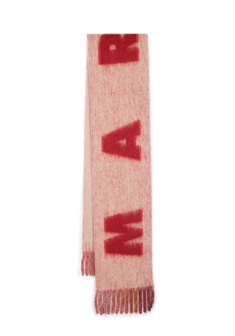 Red embroidered-logo scarf- unisex MARNI | SCMC0103A0UAW017JQC12
