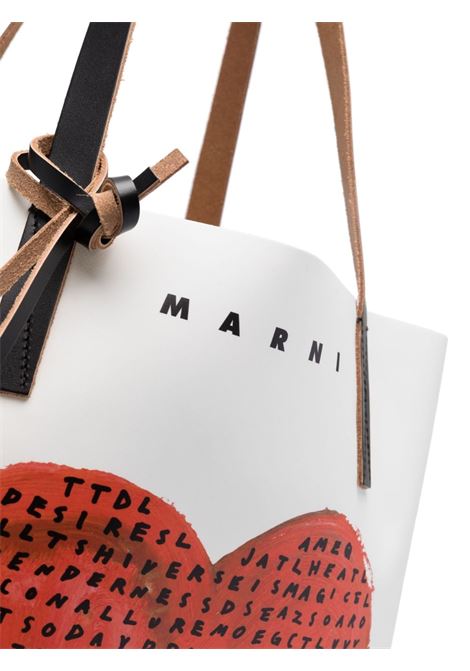 White and black logo-print shoulder bag - women MARNI | SHMPQ10A12P5809ZO617