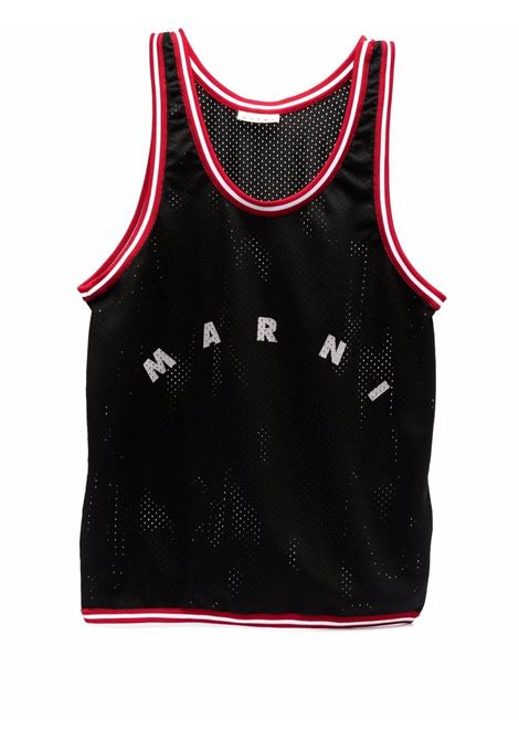 Black basketball logo-print hand bag - men  MARNI | SHMQ0036A0P456100N99