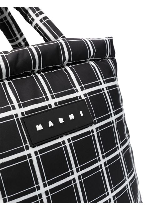 Black checked design tote bag - women  MARNI | SHMQ0060U1P626200N99