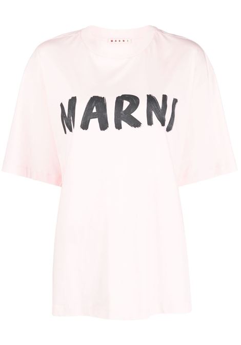 Pink logo-print T-shirt - women MARNI | THJET49EPHUSCS11LOC13