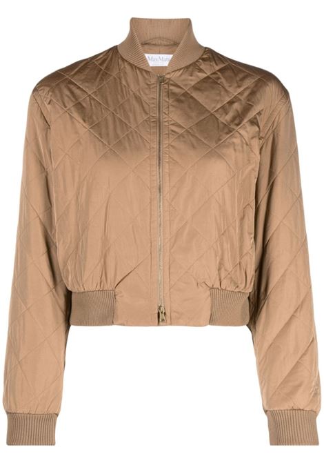 Camel beige fachiro quilted cropped bomber jacket - women  MAXMARA | 2314860136600019