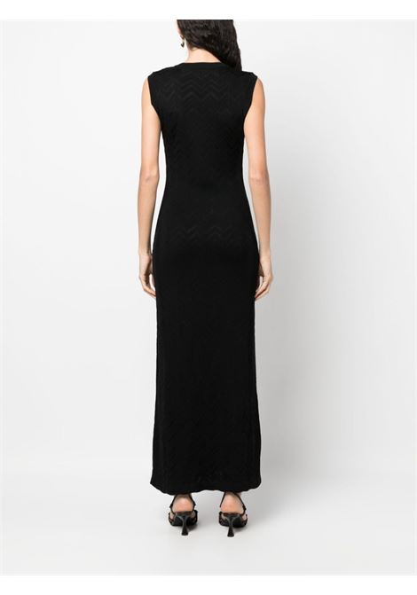Black chevron-knit sleeveless maxi dress - women  MISSONI | DS23WG1XBK027A93911