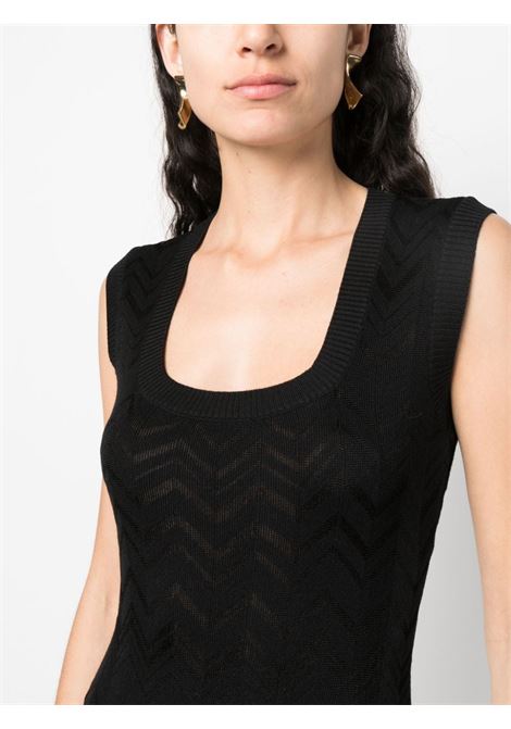 Black chevron-knit sleeveless maxi dress - women  MISSONI | DS23WG1XBK027A93911