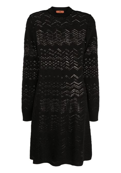 Black zigzag crochet-knit dress - women MISSONI | DS23WG1YBK027A93911