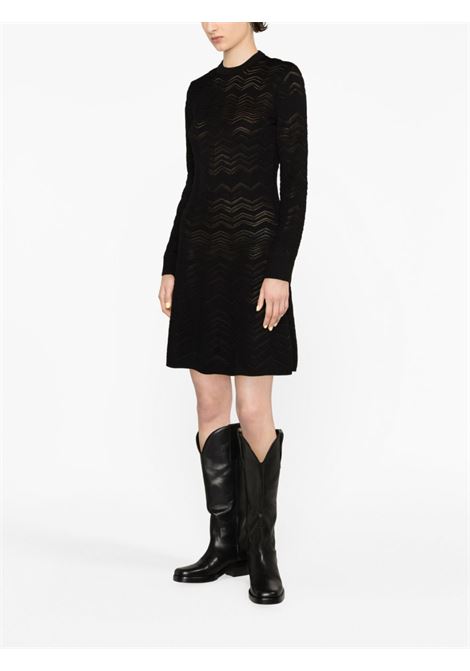 Black zigzag crochet-knit dress - women MISSONI | DS23WG1YBK027A93911
