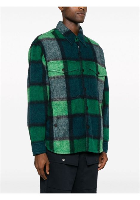 Green check-pattern shirt jacket - men  MONCLER GRENOBLE | 1G0000689A8LF89