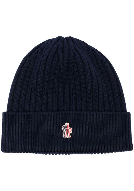 Navy blue logo-patch ribbed-knit beanie - unisex MONCLER GRENOBLE | 3B0001404761778
