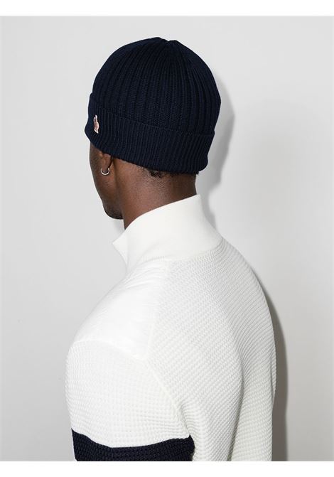 Navy blue logo-patch ribbed-knit beanie - unisex MONCLER GRENOBLE | 3B0001404761778