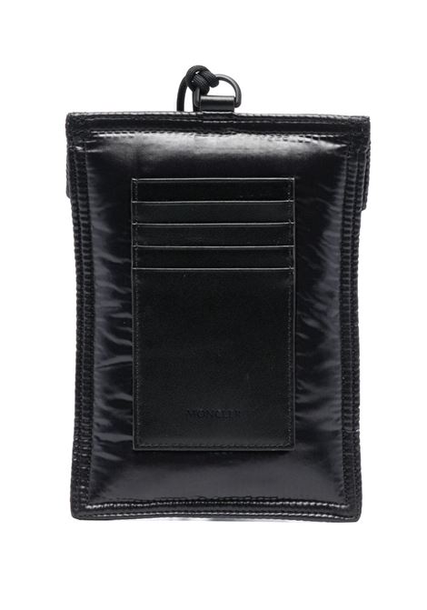 Black padded logo-patch phone bag - men MONCLER | 6B00001M3473999