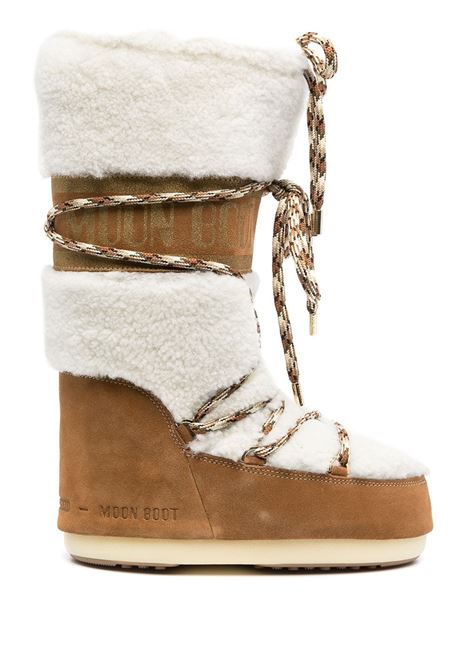 White and brown LAB69 Icon shearling snow boots - unisex MOON BOOT | 14026100001