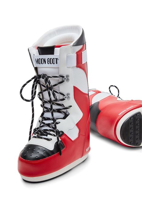 White, red and black high padded sneaker boots - unisex MOON BOOT | 14028300003