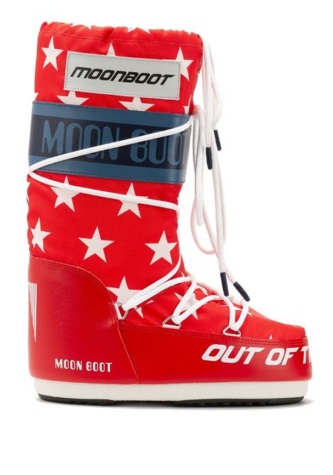 Red and multicolour Icon Retrobiker star-print boots - unisex MOON BOOT | 14028600003