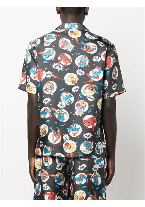 Grey and multicolour graphic-print shirt - men MOSCHINO | A021670581888