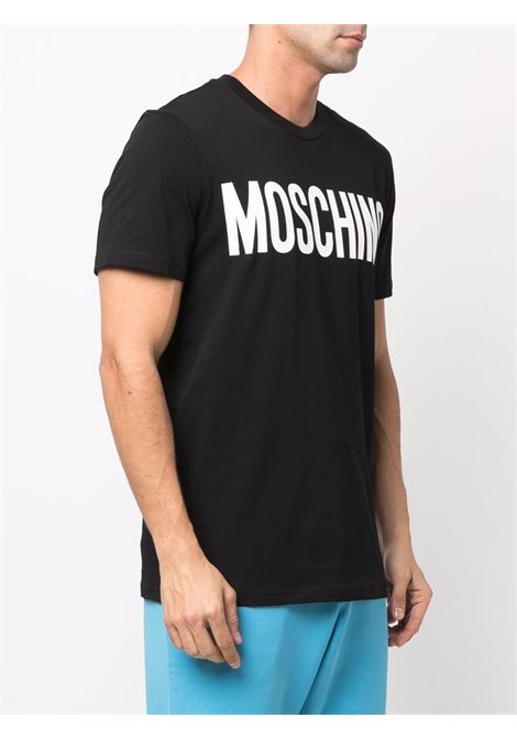 T-shirt con stampa in nero - uomo MOSCHINO | A070170411555