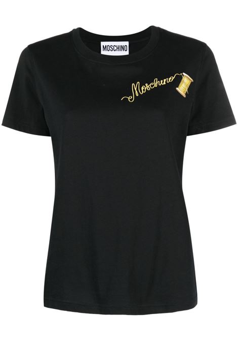 Black logo-print T-shirt - women MOSCHINO | A070455411555