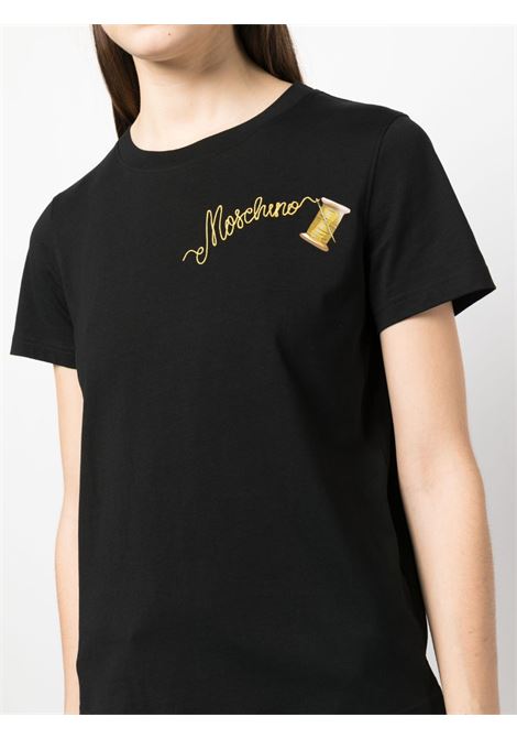 T-shirt con stampa in nero - donna MOSCHINO | A070455411555