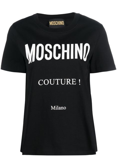 T-shirt con stampa logo in nero - donna MOSCHINO | A071054411555