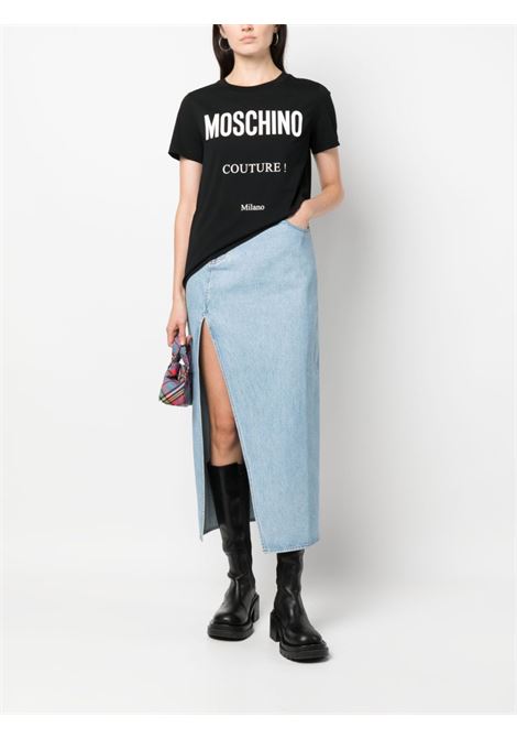 Black logo-print T-shirt - women MOSCHINO | A071054411555