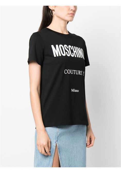 T-shirt con stampa logo in nero - donna MOSCHINO | A071054411555