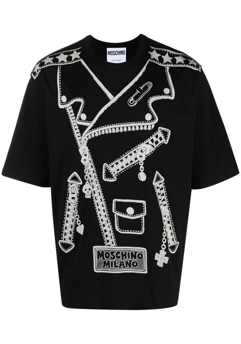 T-shirt con stampa in nero - uomo MOSCHINO | A071470411555
