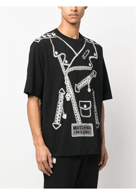T-shirt con stampa in nero - uomo MOSCHINO | A071470411555