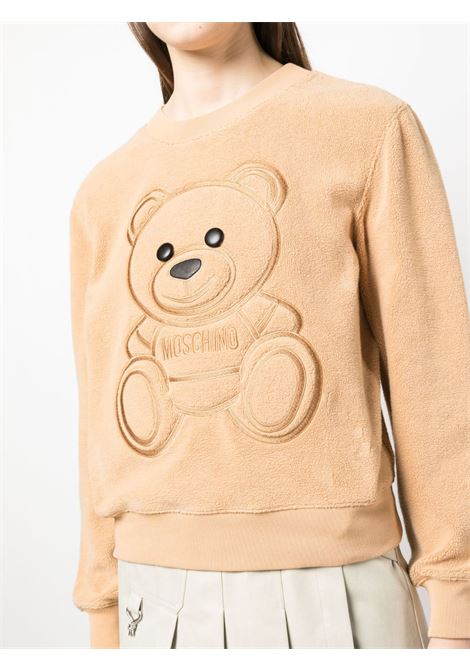Felpa Teddy Bear con stampa in beige - donna MOSCHINO | A170155261018