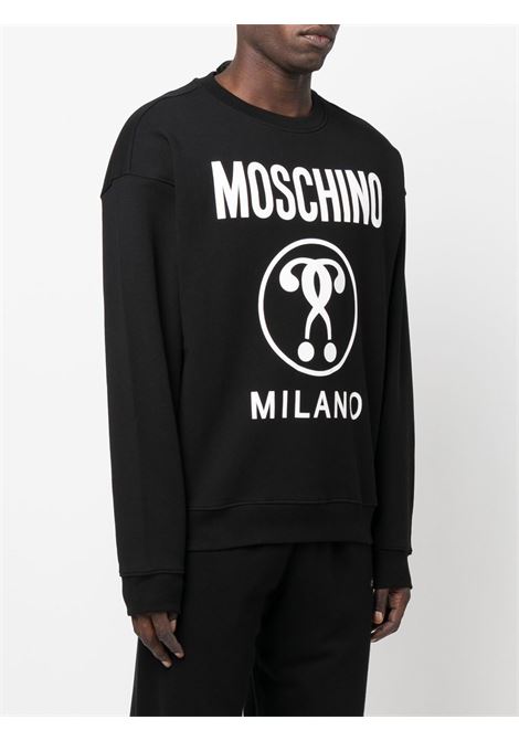 Black logo-print crew-neck sweatshirt - men MOSCHINO | A170270281555