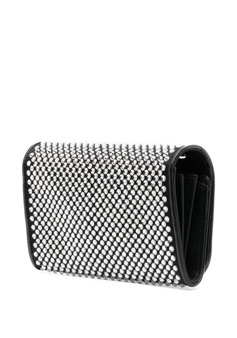 Black crystal-embellished logo-lettering clutch bag - women MOSCHINO | B810282023555