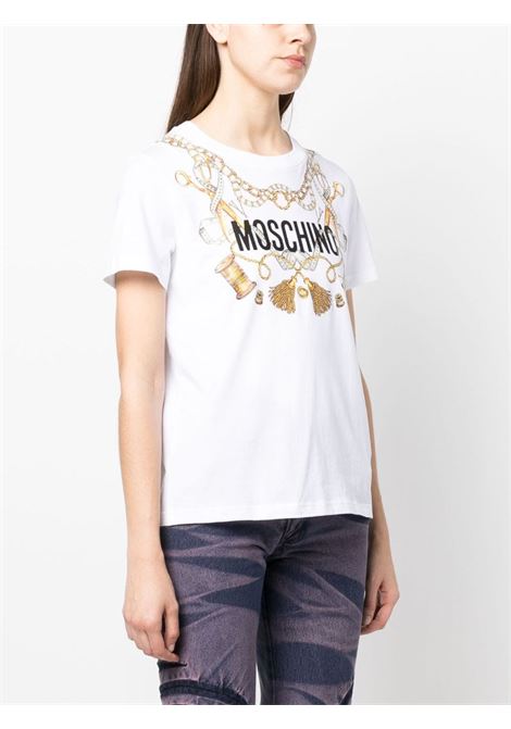 T-shirt con stampa in bianco - donna MOSCHINO | J070355411001